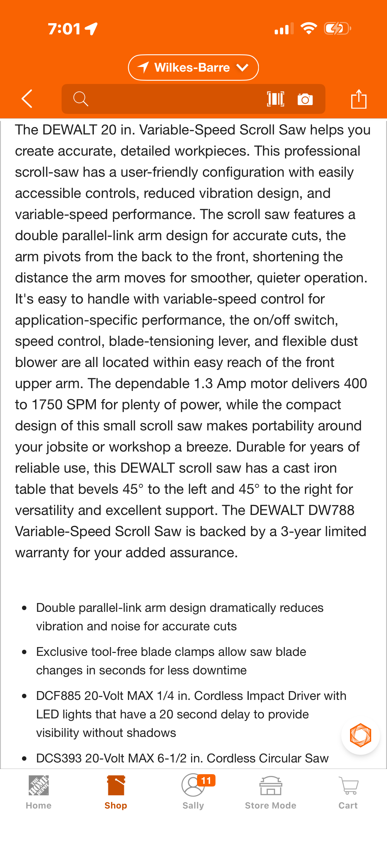 Dewalt DW788 Scroll Saw