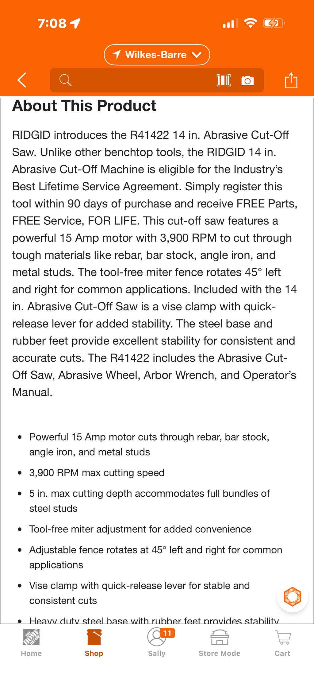 Rigid 15 Amp 14 in. Abrasive Cut-Off Saw