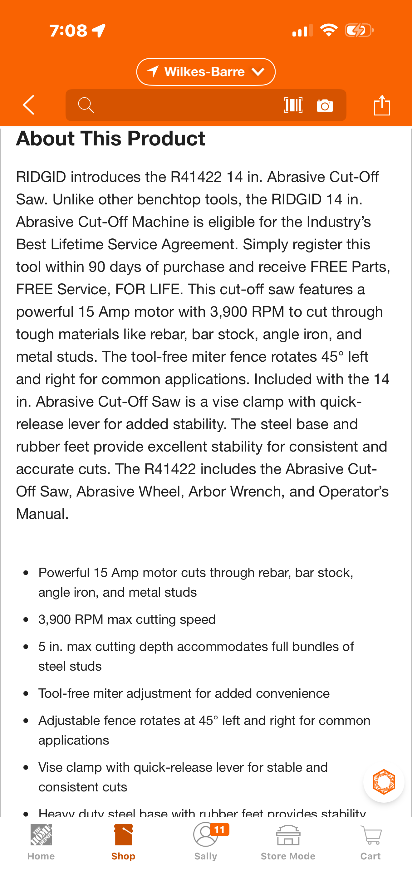 Rigid 15 Amp 14 in. Abrasive Cut-Off Saw