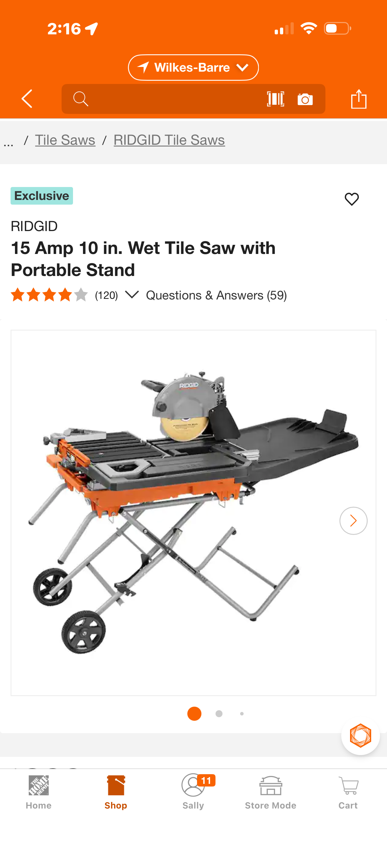Rigid 15 Amp !0 in. Wet Tile Saw with Portable Stand